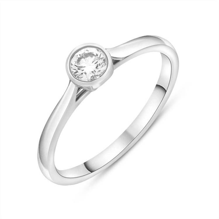Platinum 0.27ct Diamond Wed Fit Solitaire Ring - M
