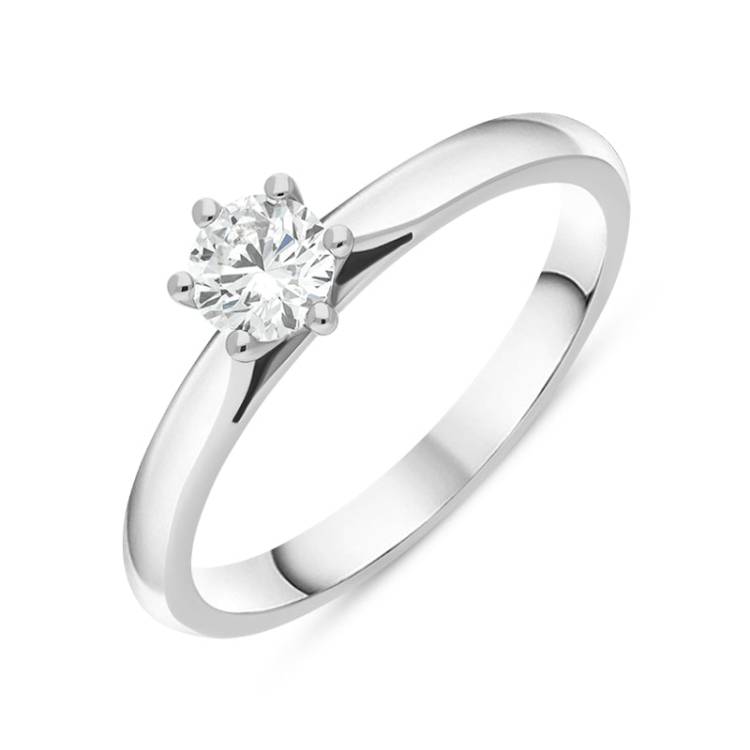 Platinum 0.33ct Diamond Round Brilliant Cut Six Claw Solitaire Ring