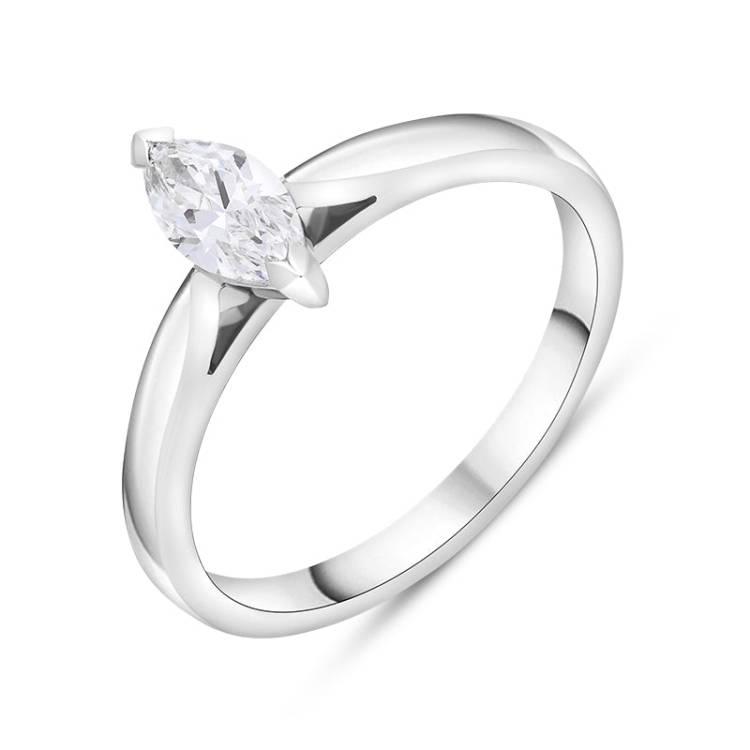 Platinum 0.40ct Diamond GIA Certified Marquise Cut Solitaire Ring - L.5
