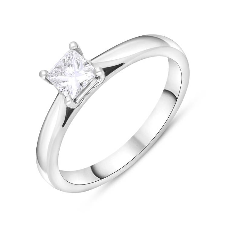 Platinum 0.40ct Diamond GIA Certified Princess Cut Solitaire Ring - M