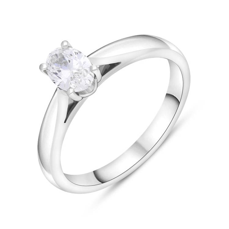 Platinum 0.50ct Diamond GIA Certified Oval Cut Solitaire Ring - M