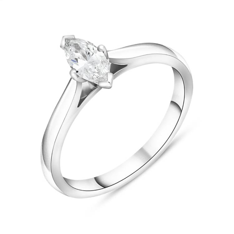 Platinum 0.50ct Diamond Marquise Cut Solitaire Ring - M