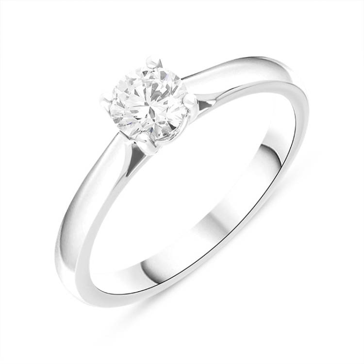 Platinum 0.50ct Diamond Round Brilliant Cut Solitaire Ring - Platinum