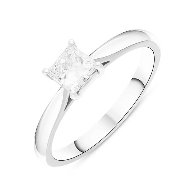 Platinum 0.51ct Diamond Princess Cut Solitaire Ring - Platinum