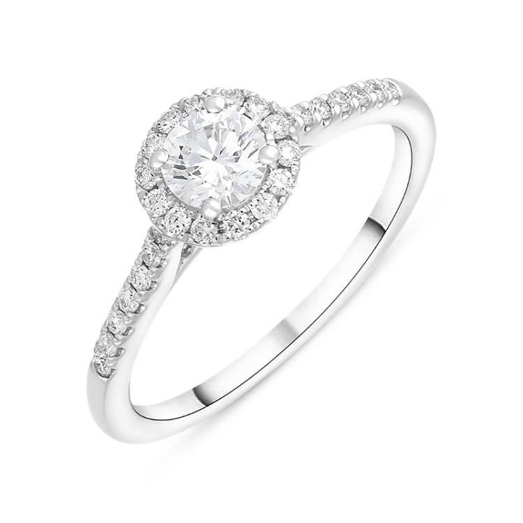 Platinum 0.59ct Diamond Shoulder Set Round Cluster Ring - Platinum