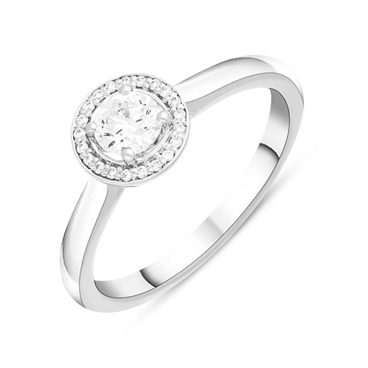 Platinum 0.61ct Diamond Round Cluster Ring - Platinum