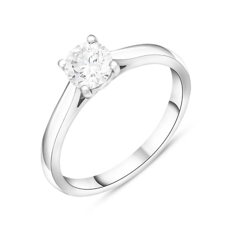 Platinum 0.70ct Diamond Brilliant Cut Solitaire Ring - Silver