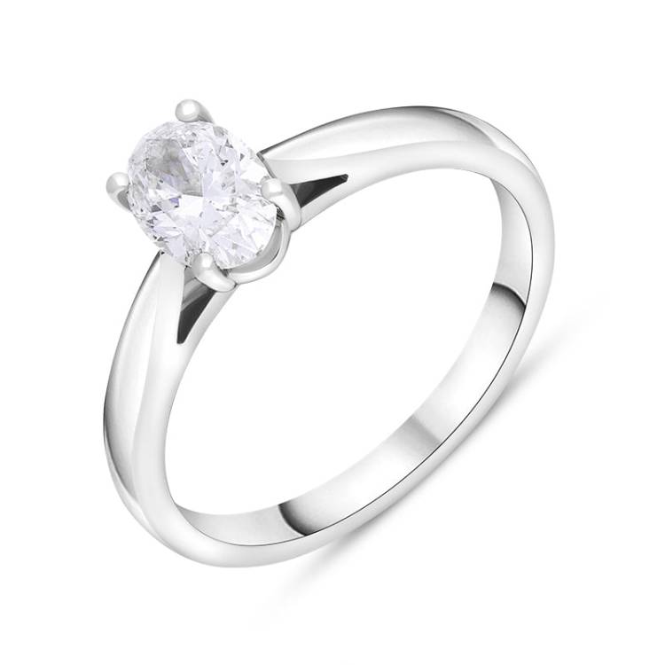 Platinum 0.70ct Diamond GIA Certified Oval Cut Solitaire Ring - M.5