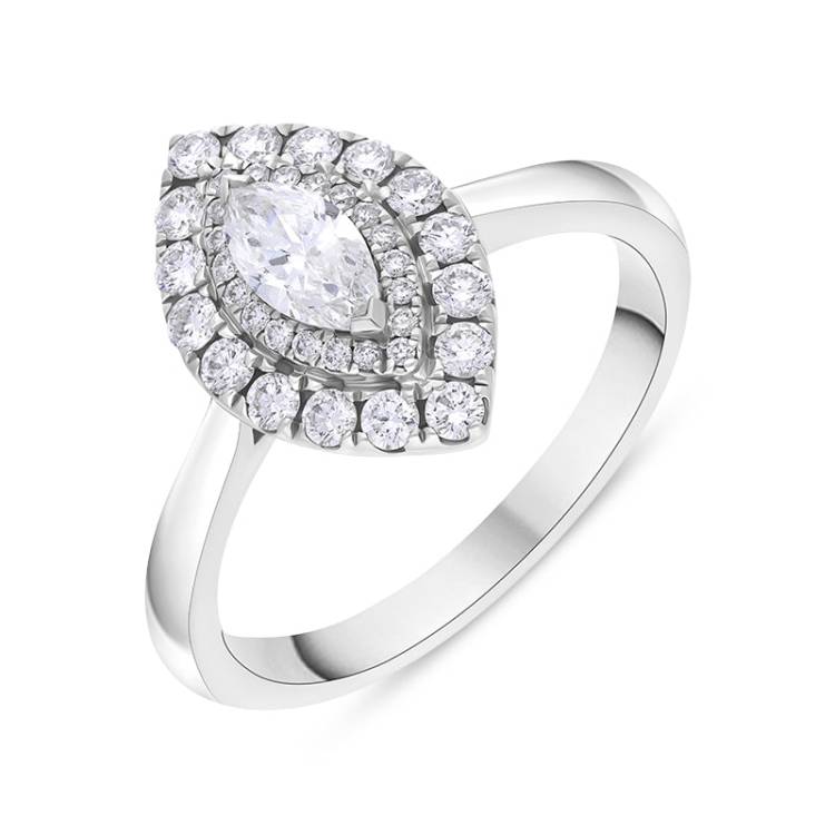 Platinum 0.72ct Diamond Marquise Pave Ring - M