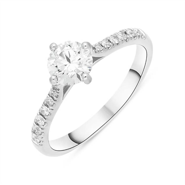 Platinum 0.84ct Diamond Shoulder Solitaire Ring