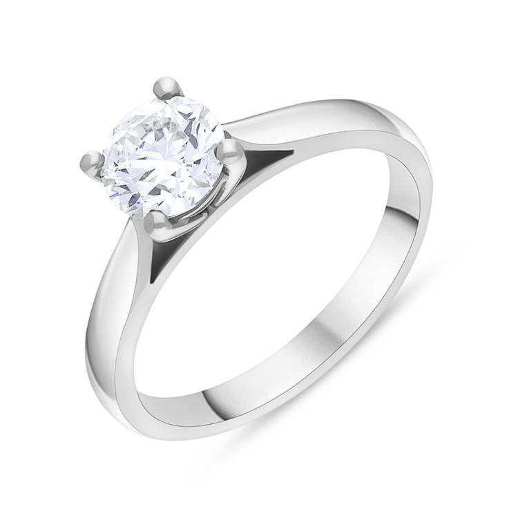 Platinum 1.00ct Diamond Round Brilliant Cut Solitaire Ring - N