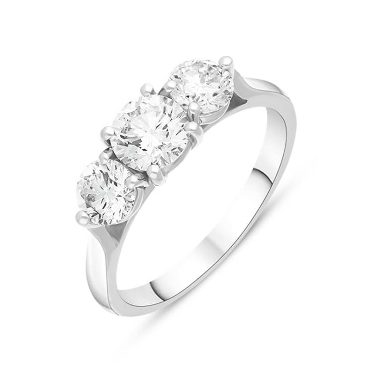 Platinum 1.26ct Diamond Three Stone Ring - O