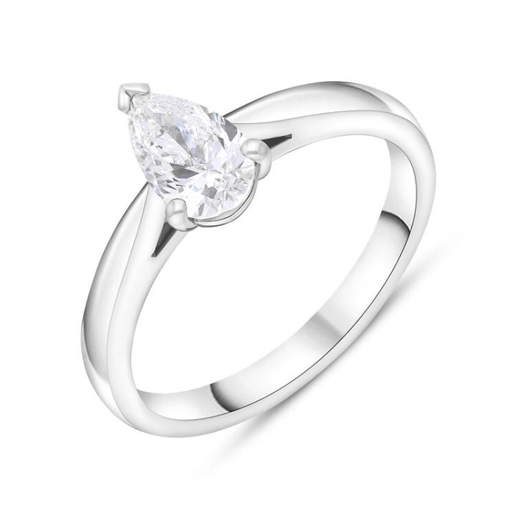 Platinum Diamond Pear Cut Solitaire Ring D - N