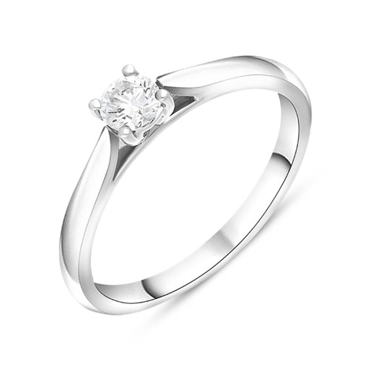 Platinum Diamond Round Brilliant Cut Solitaire Ring