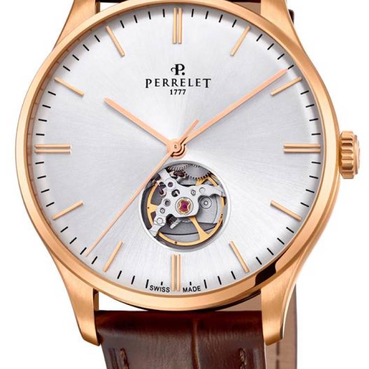 Perrelet Watch Weekend 3 Hands Open Heart - Silver
