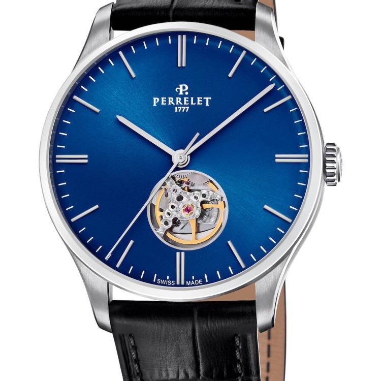 Perrelet Watch Weekend 3 Hands Open Heart - Blue
