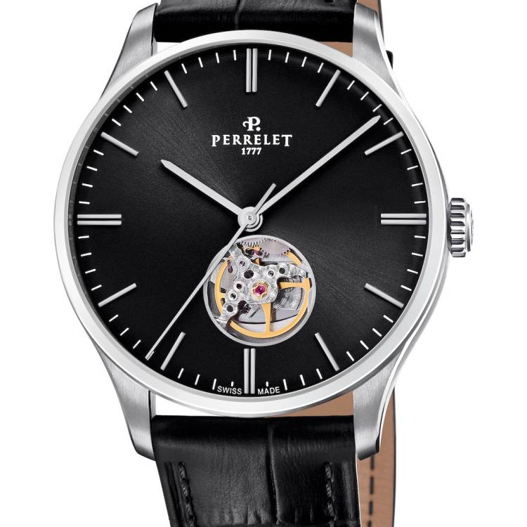 Perrelet Watch Weekend 3 Hands Open Heart - Black