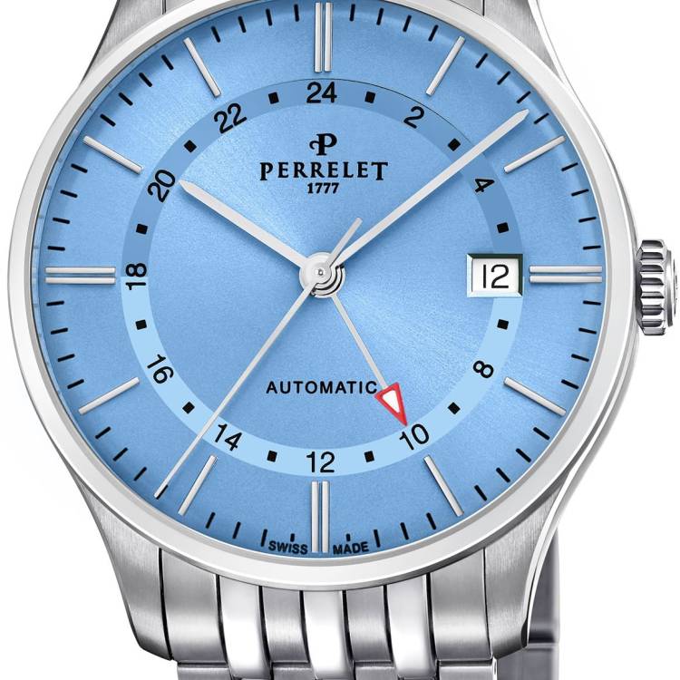 Perrelet Watch Weekend GMT Ice Blue Bracelet