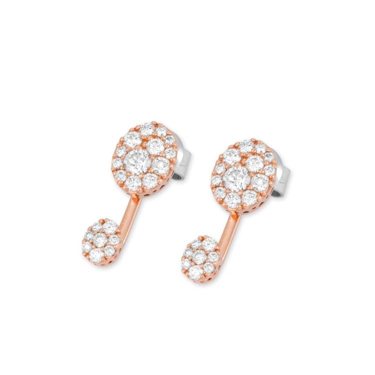 Ponte Vecchio 18ct Rose Gold 0.87ct Diamond Drop Stud Earrings
