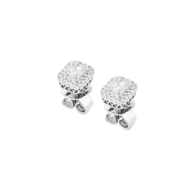 Ponte Vecchio Benvenuto 18ct White Gold 0.50ct Diamond Cushion Cut Stud Earrings - White Gold