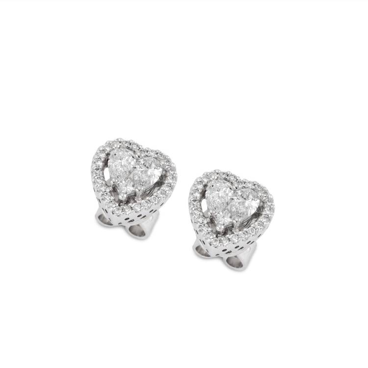 Ponte Vecchio Benvenuto 18ct White Gold 0.72ct Diamond Heart Earrings - White Gold