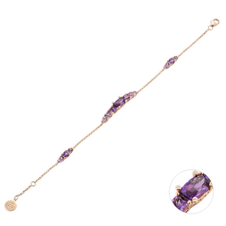 Ponte Vecchio Iris 18ct Rose Gold 2.88ct Amethyst Diamond Chain Bracelet