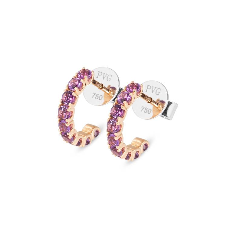 Ponte Vecchio Iris 18ct Rose Gold Amethyst Hoop Earrings