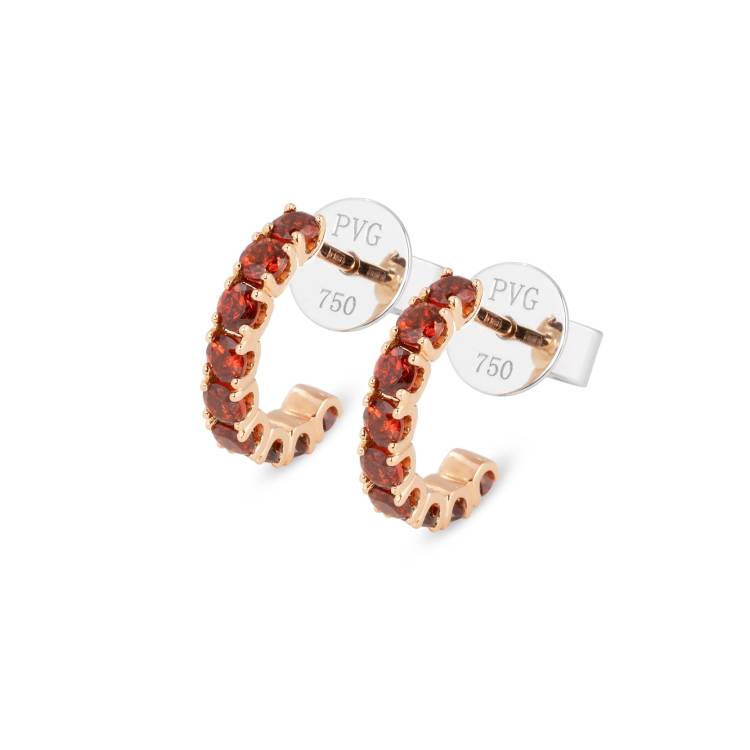 Ponte Vecchio Iris 18ct Rose Gold Garnet Hoop Earrings