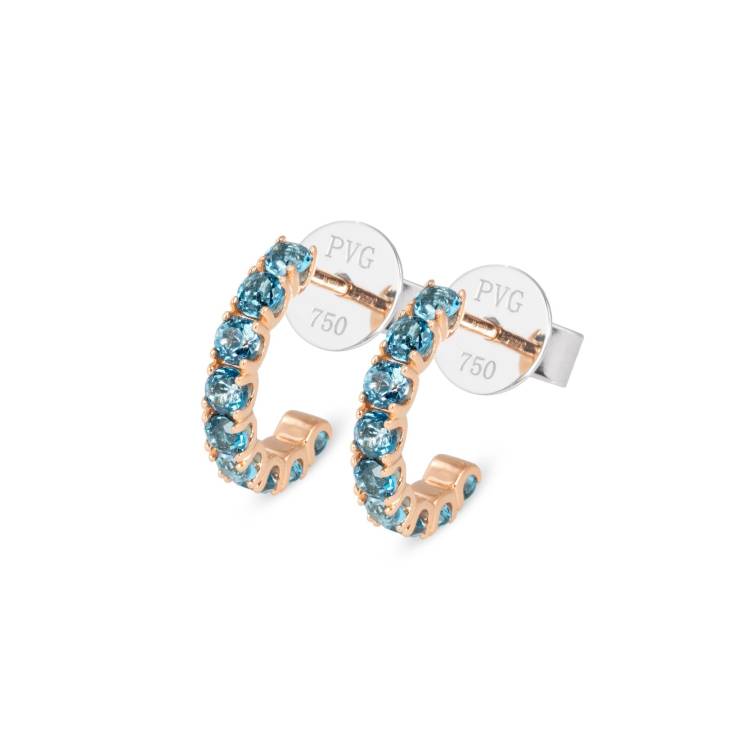 Ponte Vecchio Iris 18ct Rose Gold London Blue Topaz Hoop Earrings