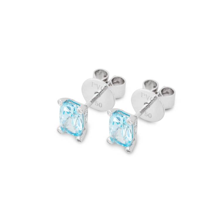 Ponte Vecchio Iris 18ct White Gold Sky Topaz Diamond Stud Earrings