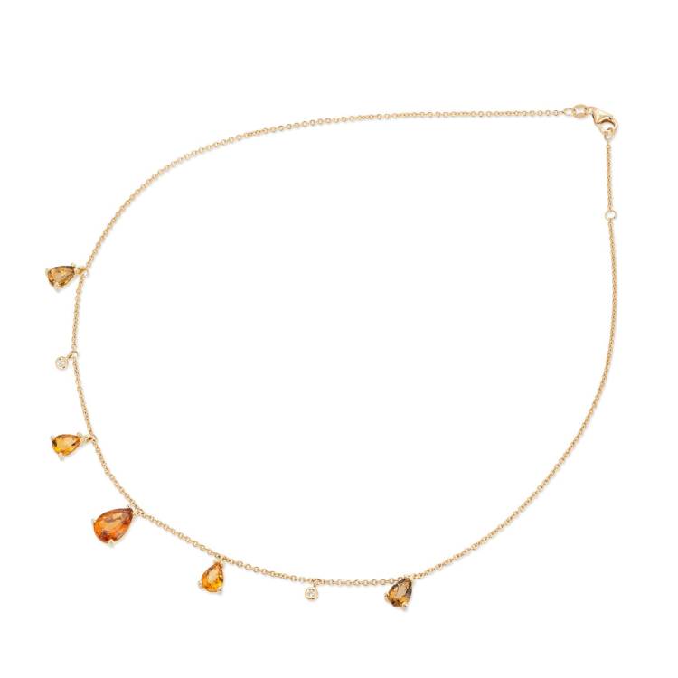 Ponte Vecchio Iris 18ct Yellow Gold Citrine Diamond Chain Necklace