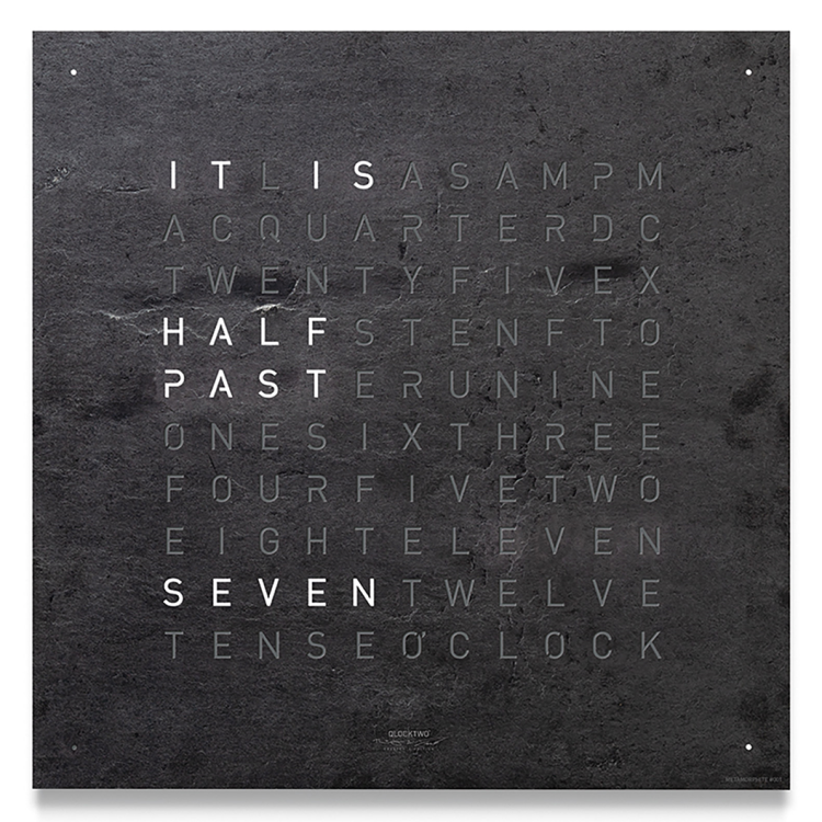 QLOCKTWO Classic Creators Edition Metamorphite Wall Clock 45cm - Grey