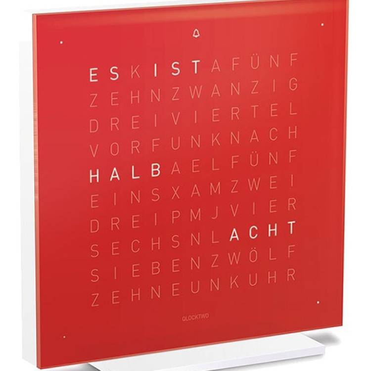 QLOCKTWO Touch Pure Cherry Cake Table Clock - Red