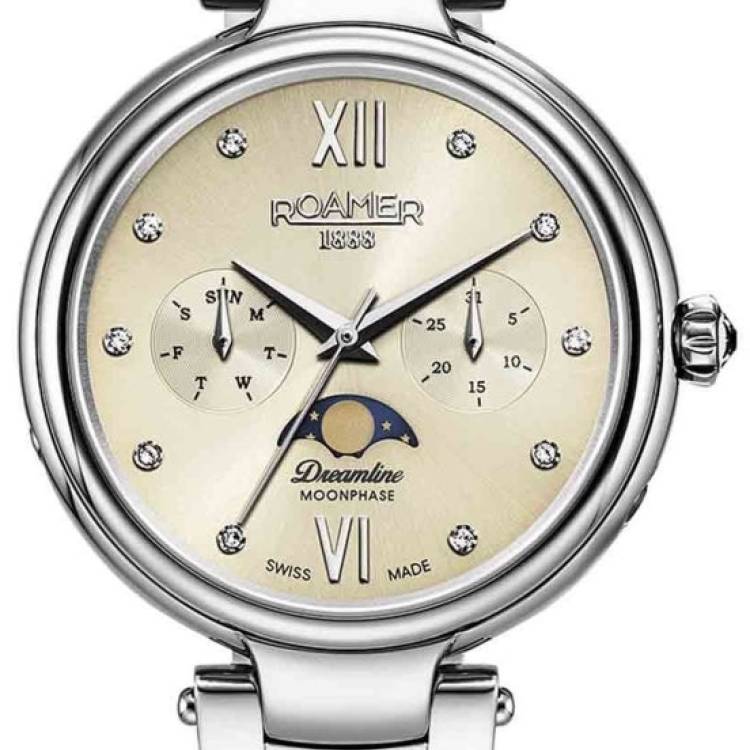 Roamer Watch Dreamline Moonphase Silver Dial Steel - Gold