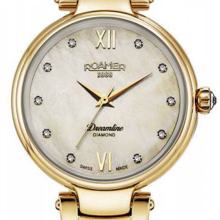 Roamer Watch Dreamline Diamonds Champagne MOP Dial Yellow Gold - Gold