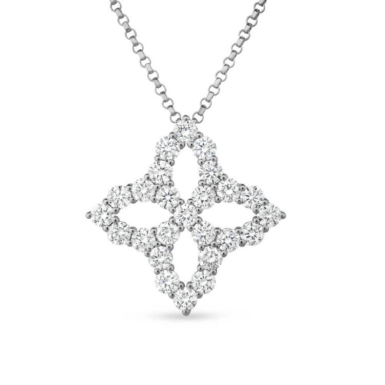 Roberto Coin Diamond Princess 18ct White Gold 1.19ct Diamond Pendant Necklace