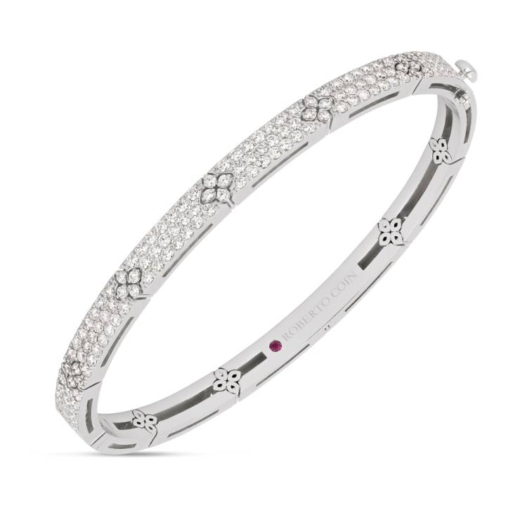 Roberto Coin Love in Verona 18ct White Gold 1.62ct Diamond Pave Bangle - White Gold