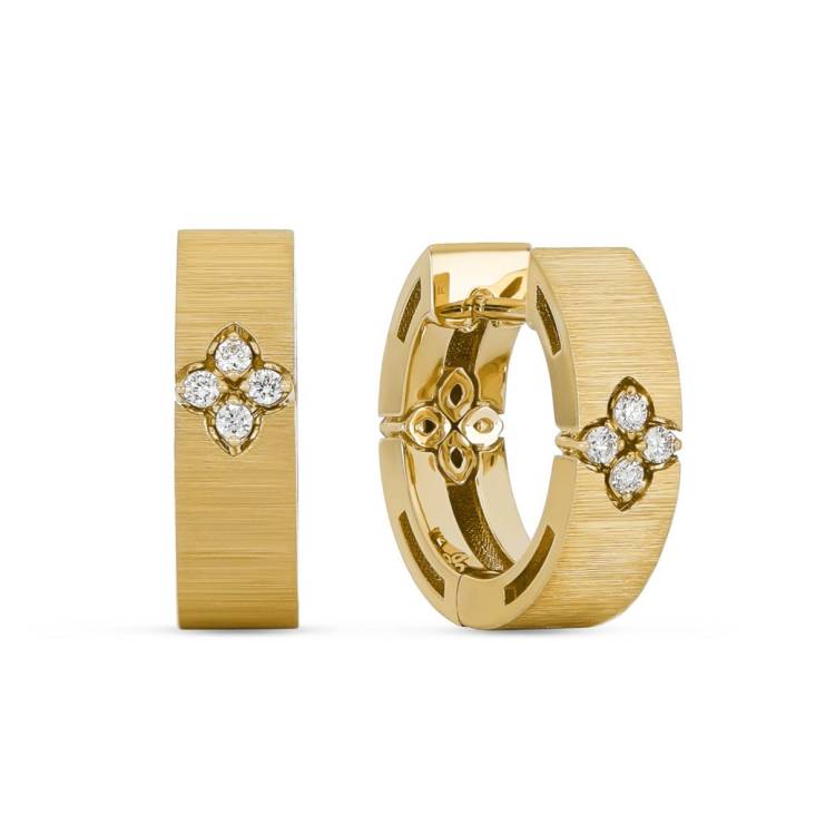 Roberto Coin Love in Verona 18ct Yellow Gold Diamond Hoop Earrings - Gold