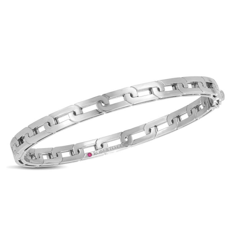 Roberto Coin Navarra 18ct White Gold Bangle - Gold