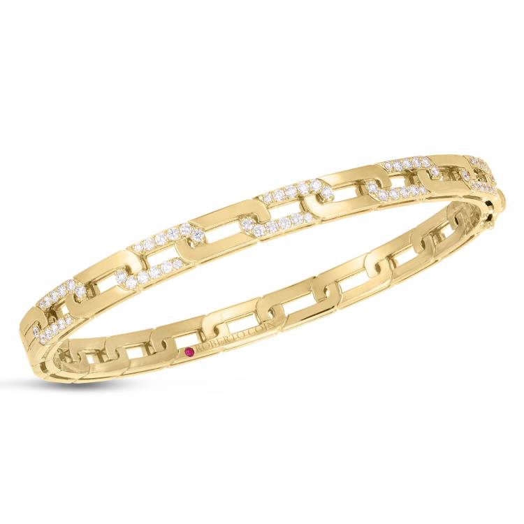 Roberto Coin Navarra 18ct Yellow Gold Diamond Bangle - Gold