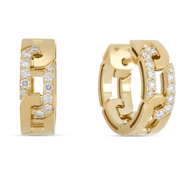 Roberto Coin Navarra 18ct Yellow Gold Diamond Hoop Earrings - Gold