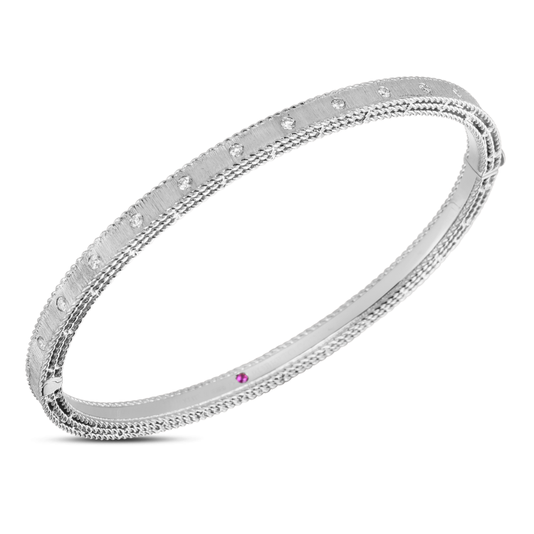 Roberto Coin Princess 18ct White Gold Diamond Bangle - Gold