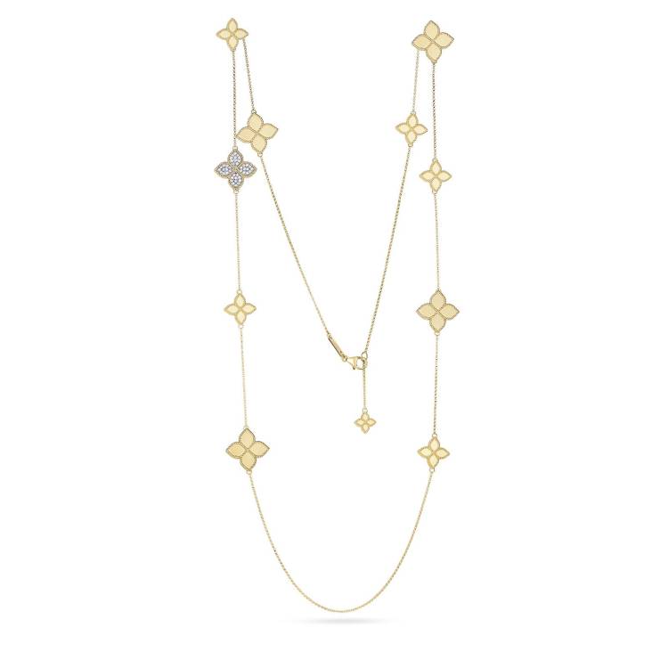 Roberto Coin Princess Flower 18ct Yellow Gold 0.45ct Diamond Necklace - Gold
