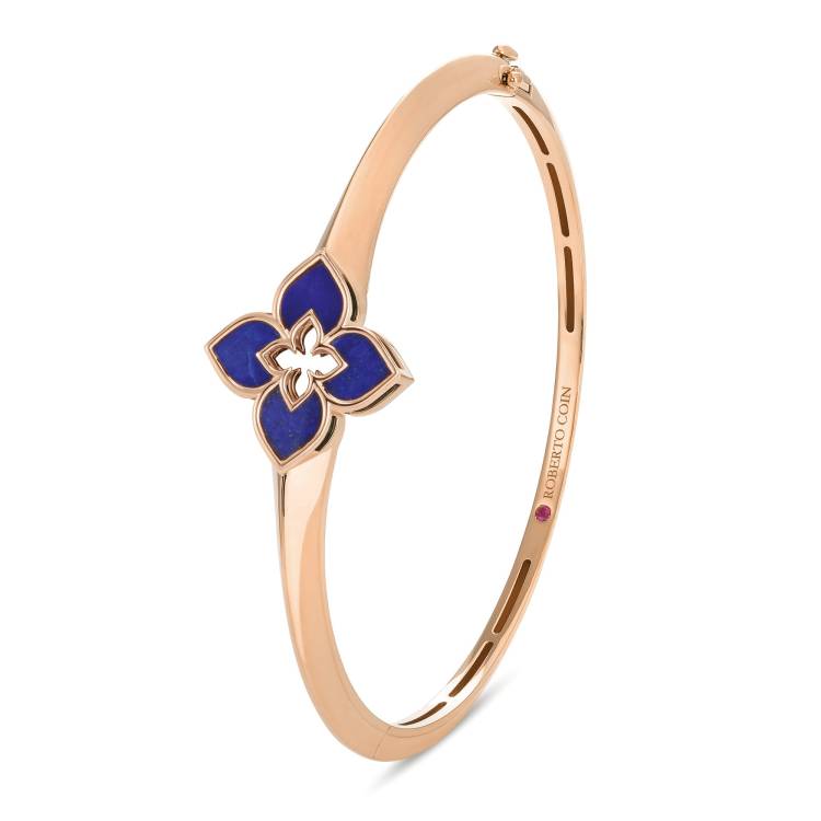 Roberto Coin Venetian Princess 18ct Rose Gold Lapis Lazuli Bangle D - Gold