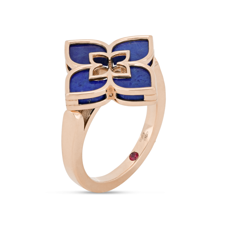 Roberto Coin Venetian Princess 18ct Rose Gold Lapis Lazuli Ring - 14-(54)