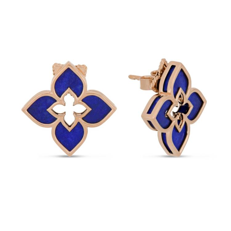 Roberto Coin Venetian Princess 18ct Rose Gold Lapis Lazuli Stud Earrings - Gold