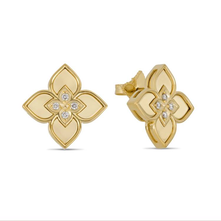 Roberto Coin Venetian Princess 18ct Yellow Gold Diamond Stud Earrings - Gold