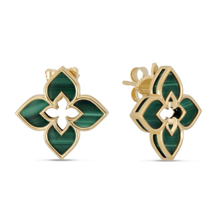 Roberto Coin Venetian Princess 18ct Yellow Gold Malachite Stud Earrings - Gold