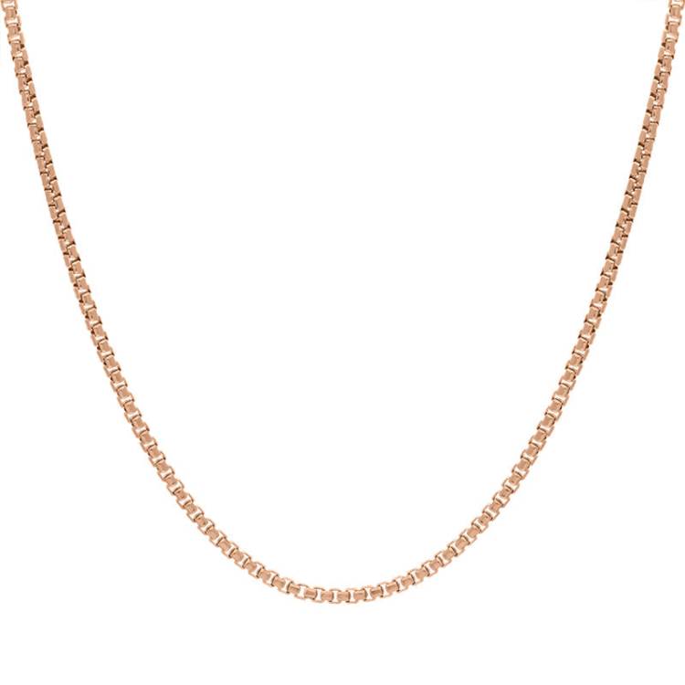 Rose Gold Plated Sterling Silver 18 Inch Box Chain - Rose Gold