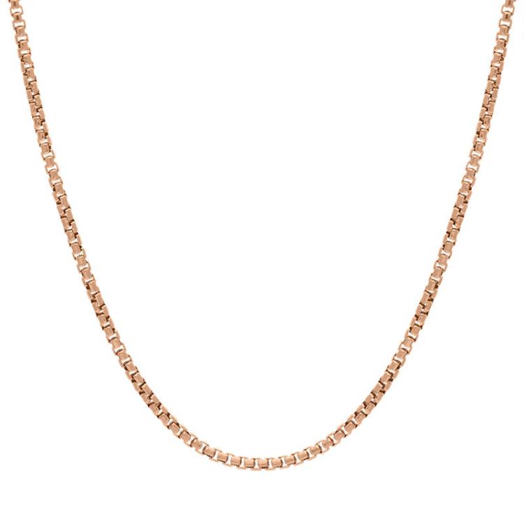 Rose Gold Plated Sterling Silver 24 Inch Box Chain - Rose Gold